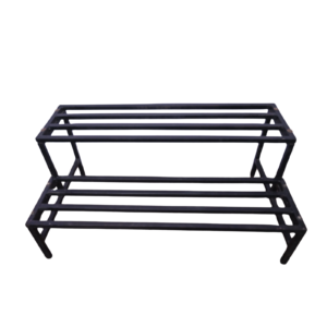 Heavy Duty MS Steel Two-Step Plant Stand | 36 Inch Length | Black Metal Multi-Pot Stand