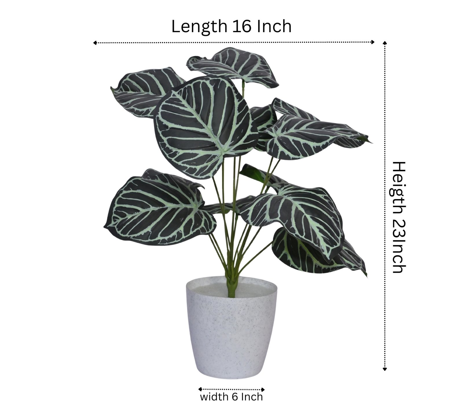 Artificial Plant with 12 Leaves & Round Pot | Premium Faux Indoor Decorative Plant - Image 2