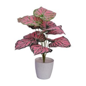 Artificial Plant with 12 Leaves & Round Pot | Premium Faux Indoor Decorative Plant