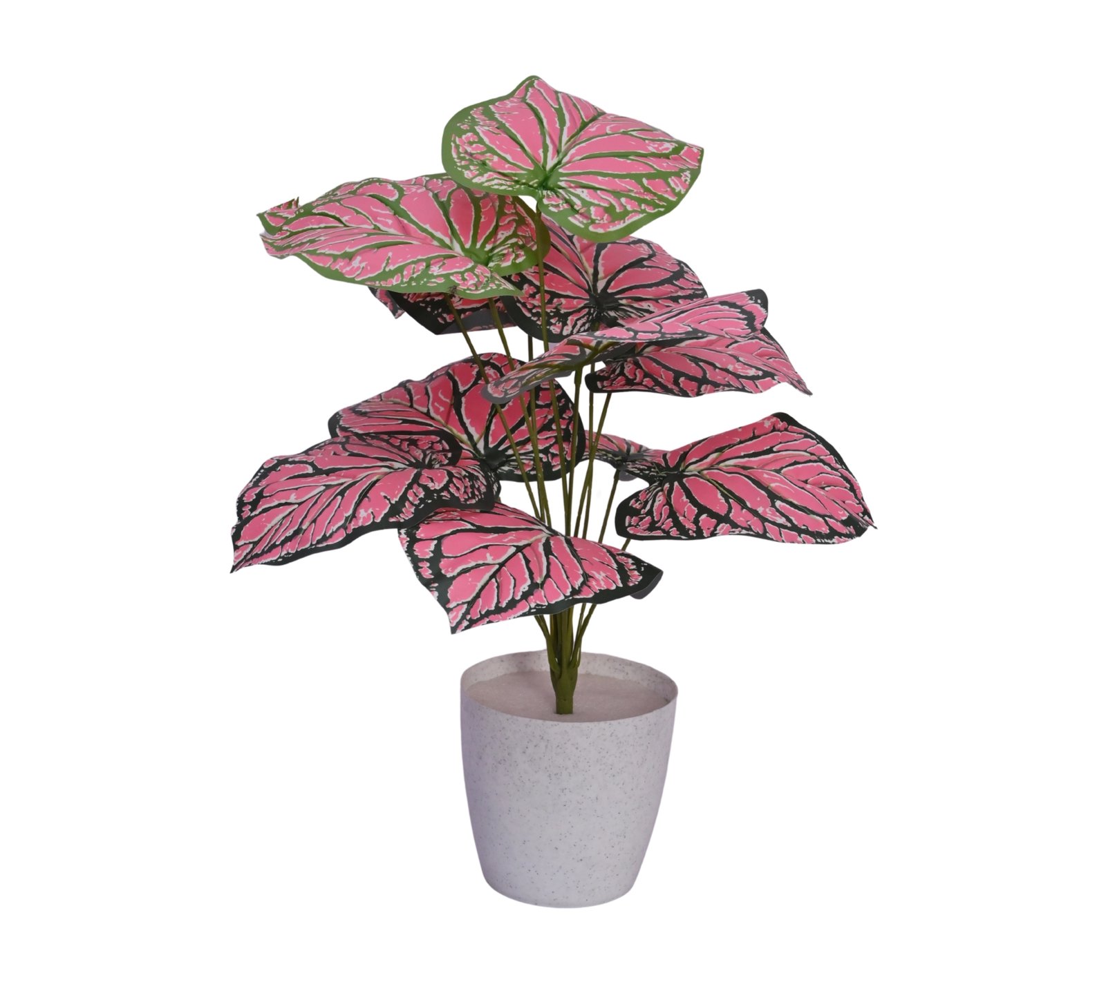 Artificial Plant with 12 Leaves & Round Pot | Premium Faux Indoor Decorative Plant