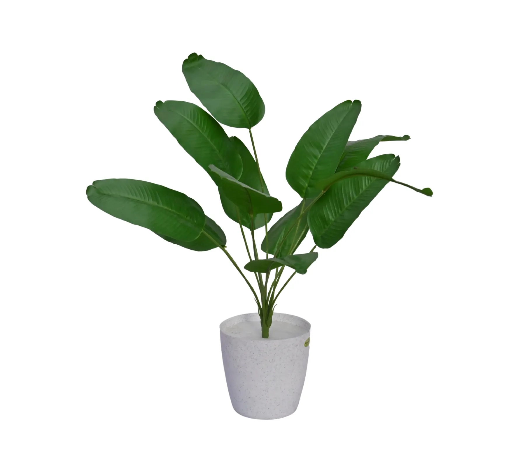 Marble Round Pot Banana Faux Plant with 12 Realistic Leaves (24 Inch, Pack of 1) - Image 4