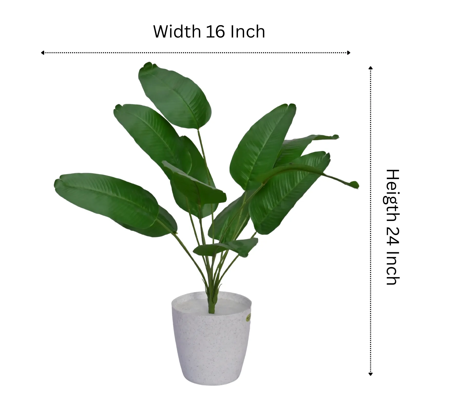 Marble Round Pot Banana Faux Plant with 12 Realistic Leaves (24 Inch, Pack of 1) - Image 2