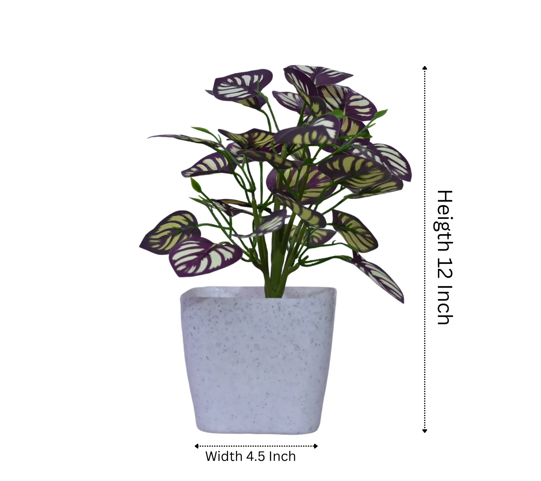 Marble Square Pot with Artificial Plants – 4.5 Inch | Premium Marble Finish | Home & Office Decorative Faux Plants | Pack of 3 - Image 3