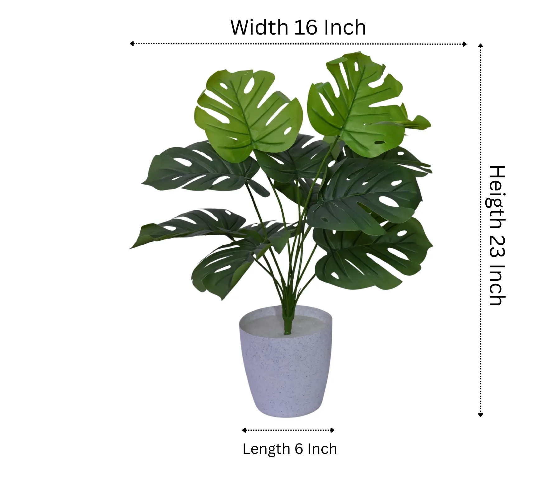 Marble Square Pot with Monstera Artificial Plant (16×16×23 Inch, Pack of 1) - Image 3