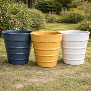 “Garden Green YRR Rotomold Stone Finish Planter durable outdoor decorative plant pot”