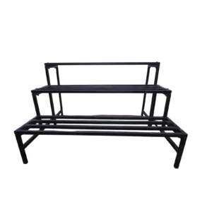 Garden Green Three-Step Plant Stand, durable 3-tier metal planter stand for indoor and outdoor use, multi-level plant holder for multiple pots