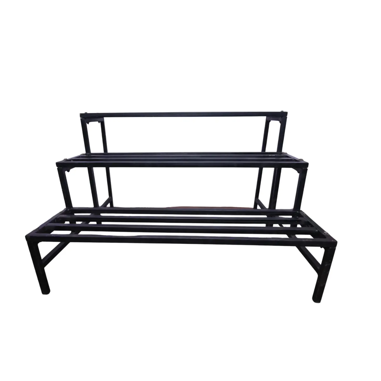 Garden Green Three-Step Plant Stand, durable 3-tier metal planter stand for indoor and outdoor use, multi-level plant holder for multiple pots